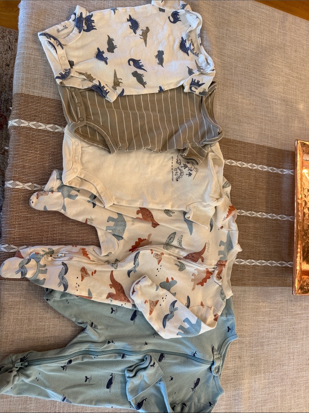 Carter's Mixed Dinosaur & Whale Baby Footies/onesie  bundle 3 month